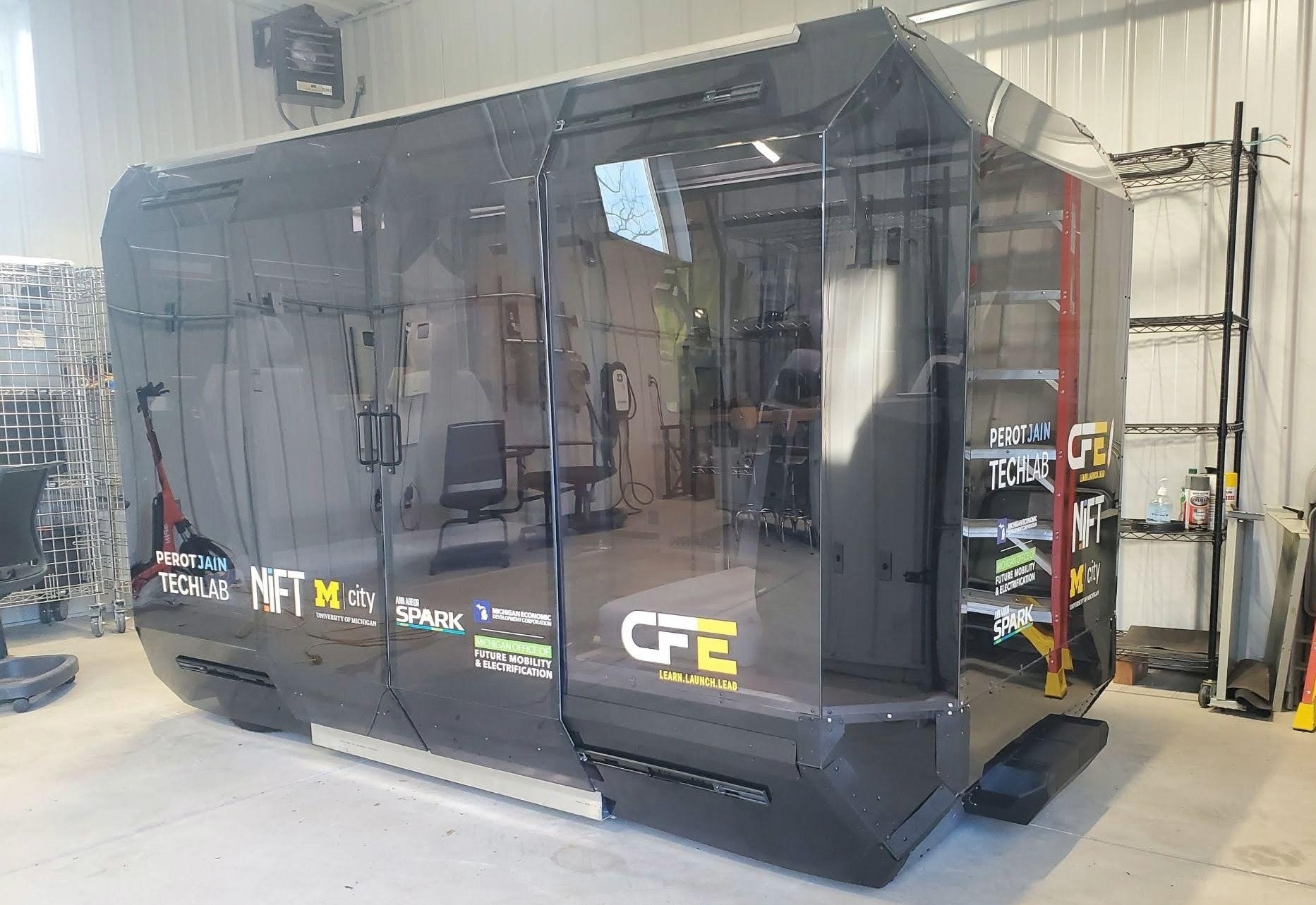 NiFT shuttle in the Mcity garage